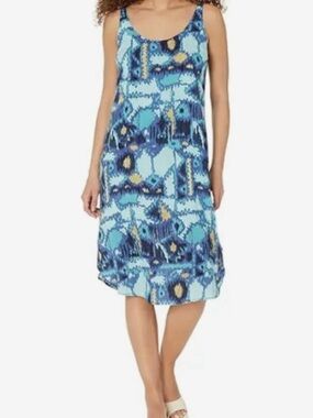 NIC+ZOE Blue Abstract Artistic Pop Dress Sleeveless New
